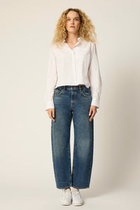 Coco Cropped Shirt - White Poplin