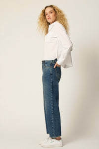 Coco Cropped Shirt - White Poplin