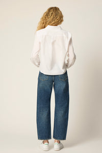 Coco Cropped Shirt - White Poplin