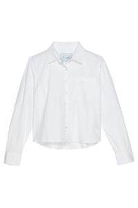 Coco Cropped Shirt - White Poplin (Monogram)