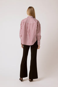 Isabel Shirt - Merlot Wide Stripe
