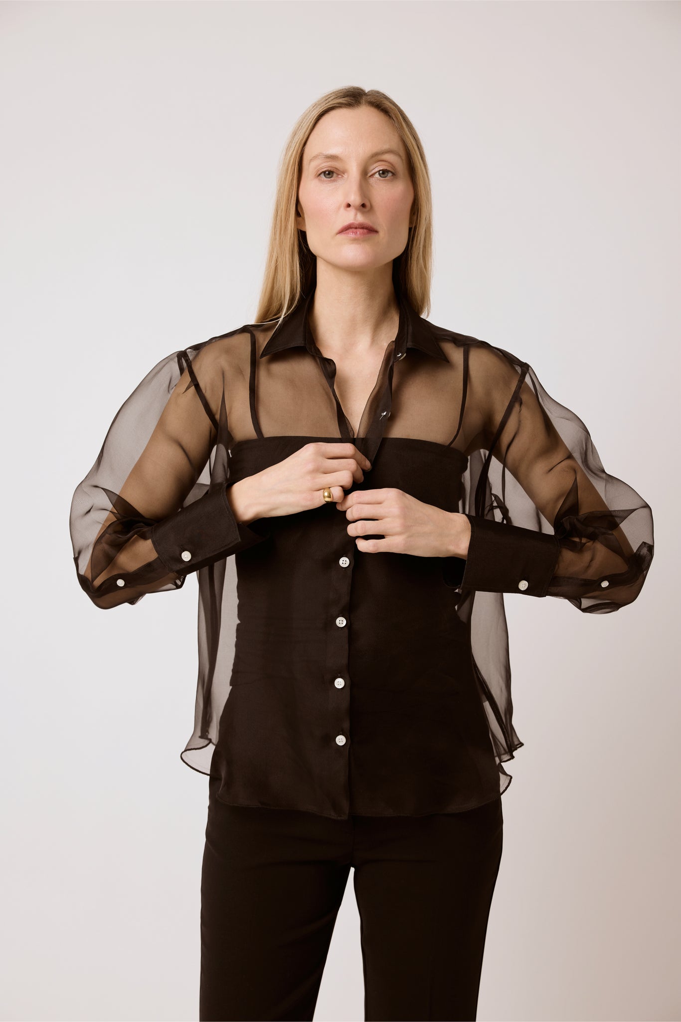 Isabel Shirt - Black Silk Organza