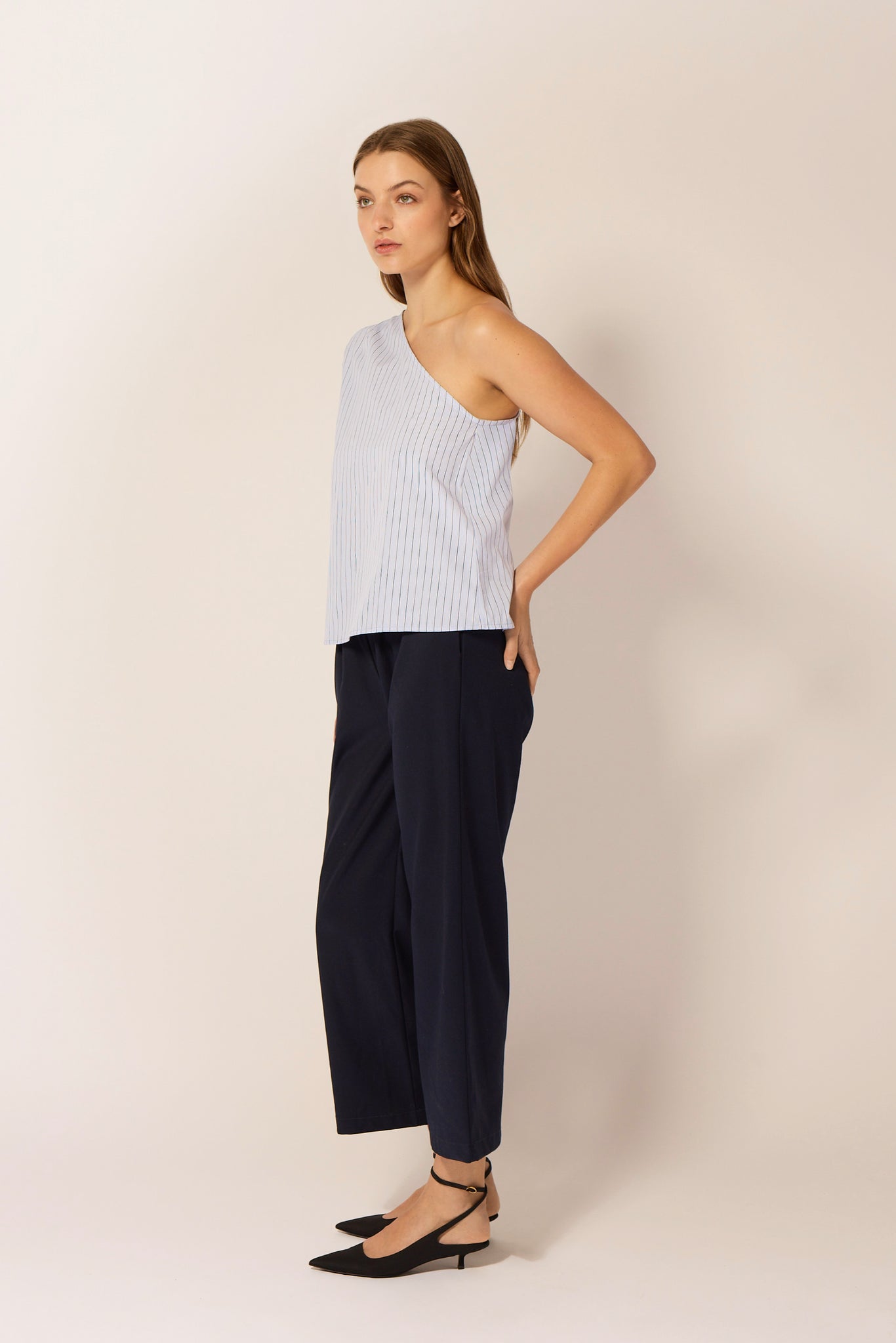 Phoebe Top - Double Blue Stripe