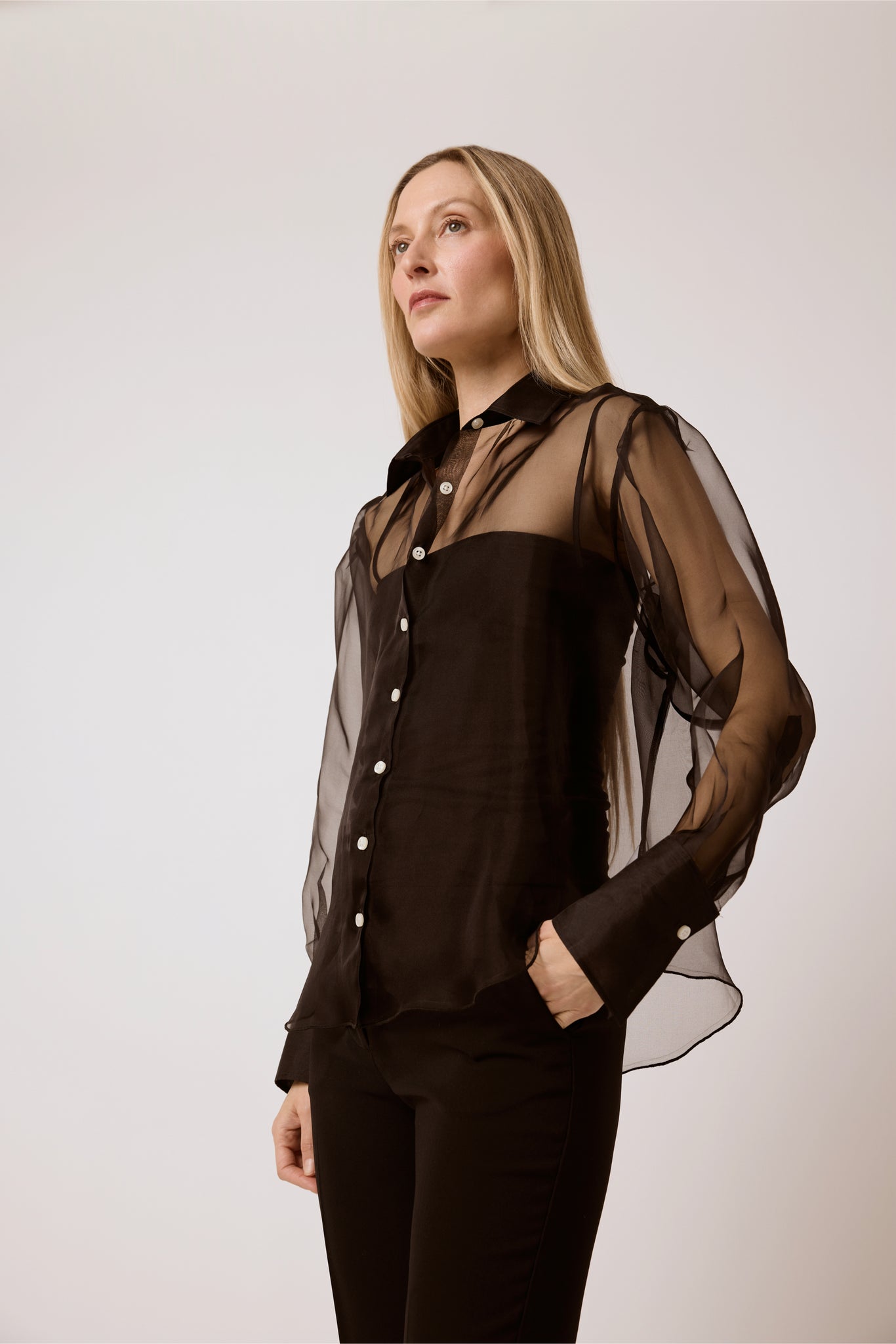 Isabel Shirt - Black Silk Organza