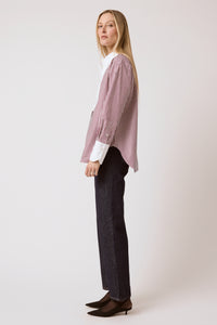 James Tuxedo Shirt - Merlot Stripe
