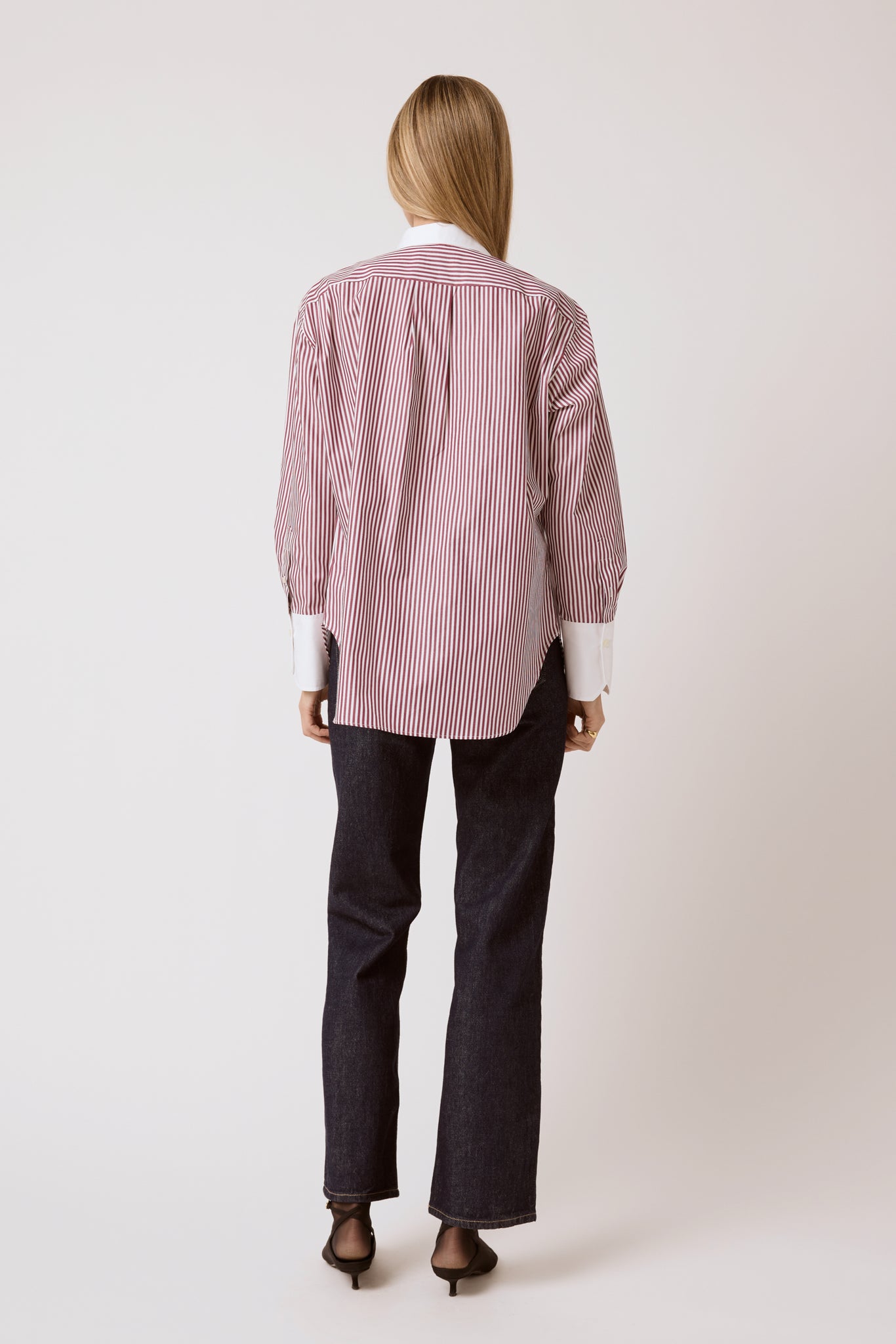James Tuxedo Shirt - Merlot Stripe