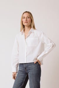 Coco Cropped Shirt - White Poplin