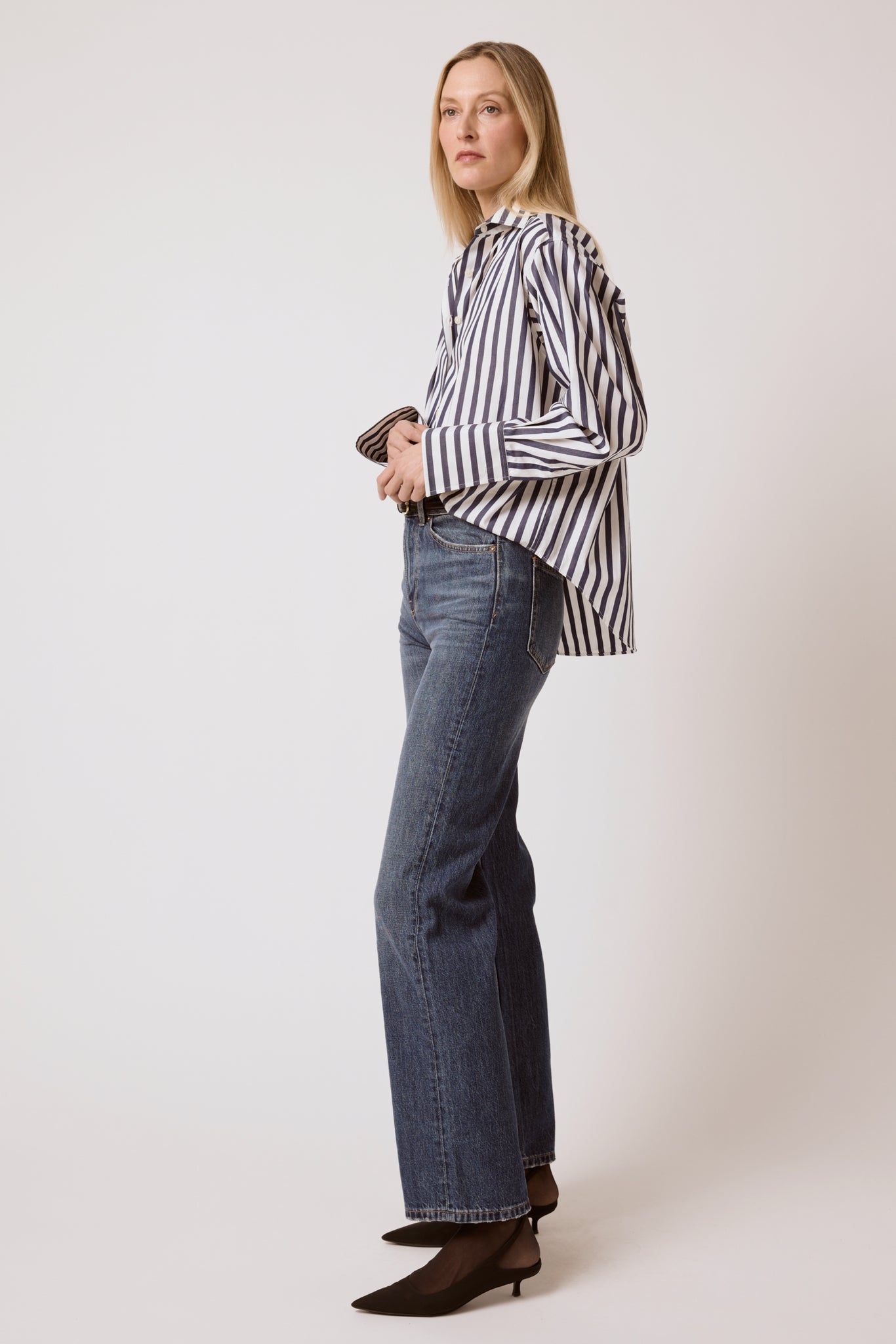 Isabel Shirt - Navy Wide Stripe