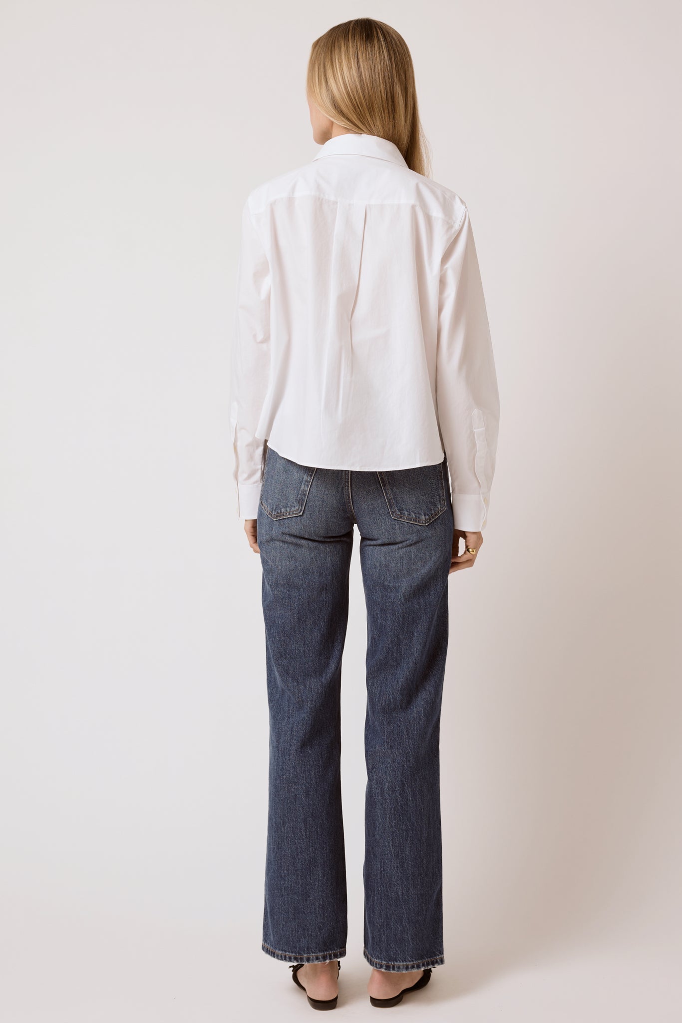 Coco Cropped Shirt - White Poplin