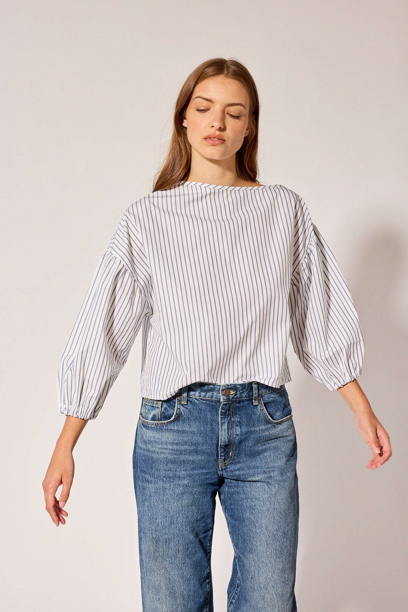Cecilia Top - Navy Triple Stripe