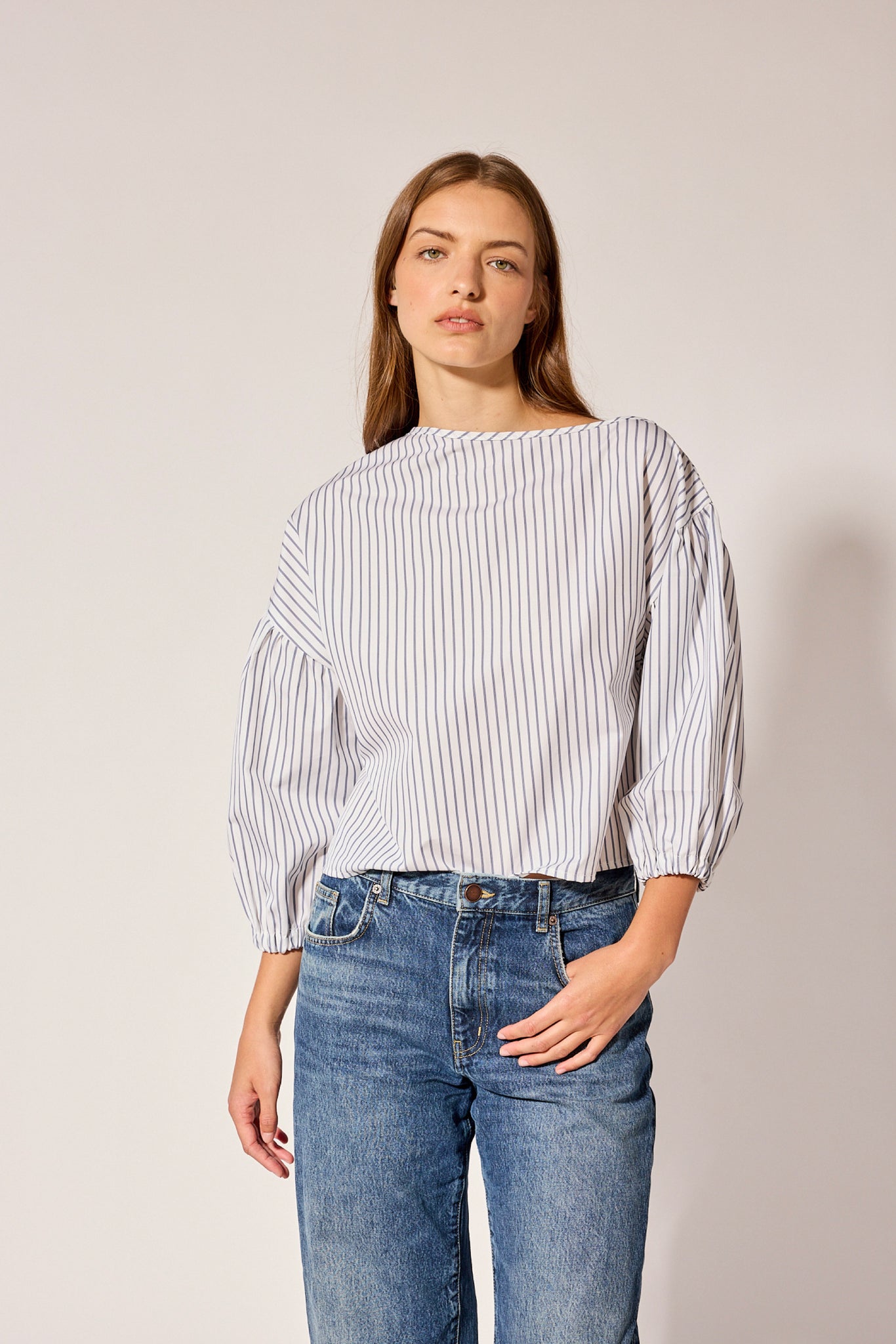Cecilia Top - Navy Triple Stripe