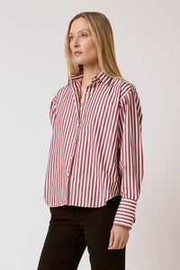 Isabel Shirt - Merlot Wide Stripe