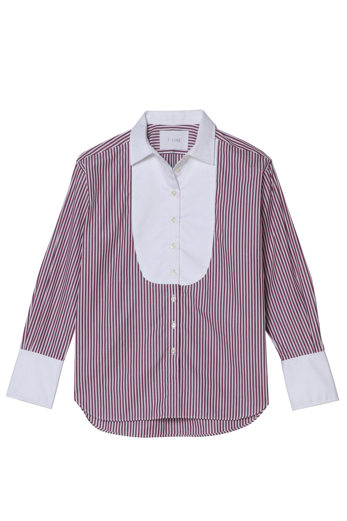 James Tuxedo Shirt - Merlot Stripe