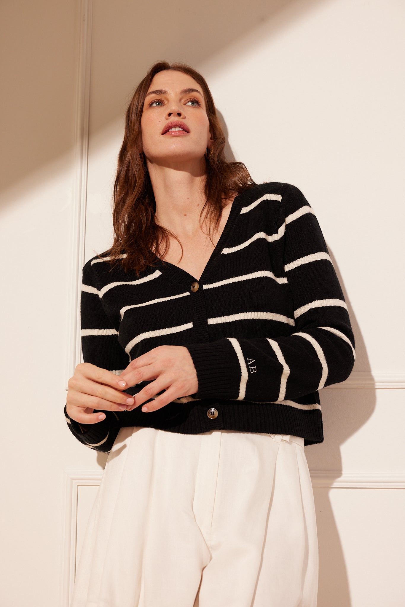 Lake Knit Cardigan - Black/Ivory